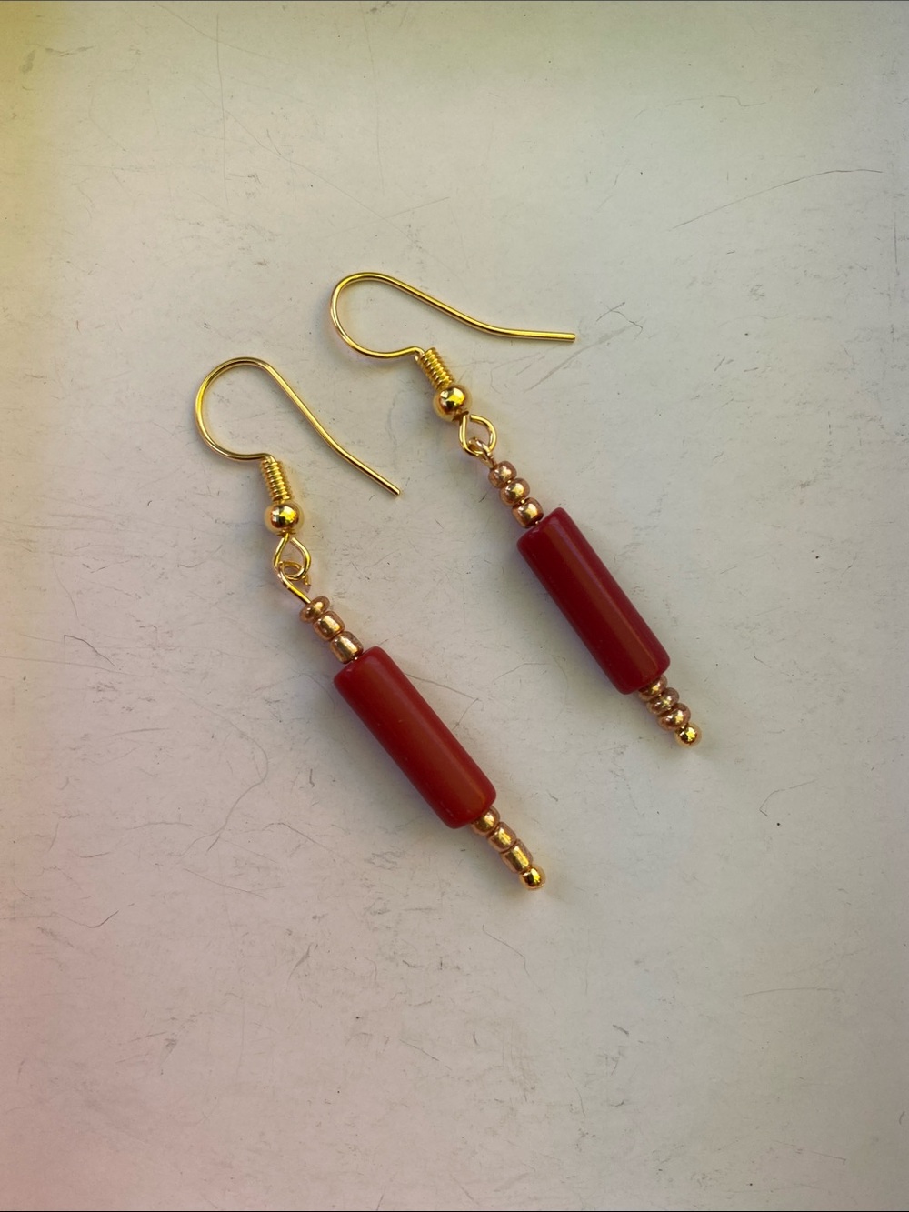 Good Vibes Only Gold and Coral Color Beaded Drop Earrings - Women Jewelry